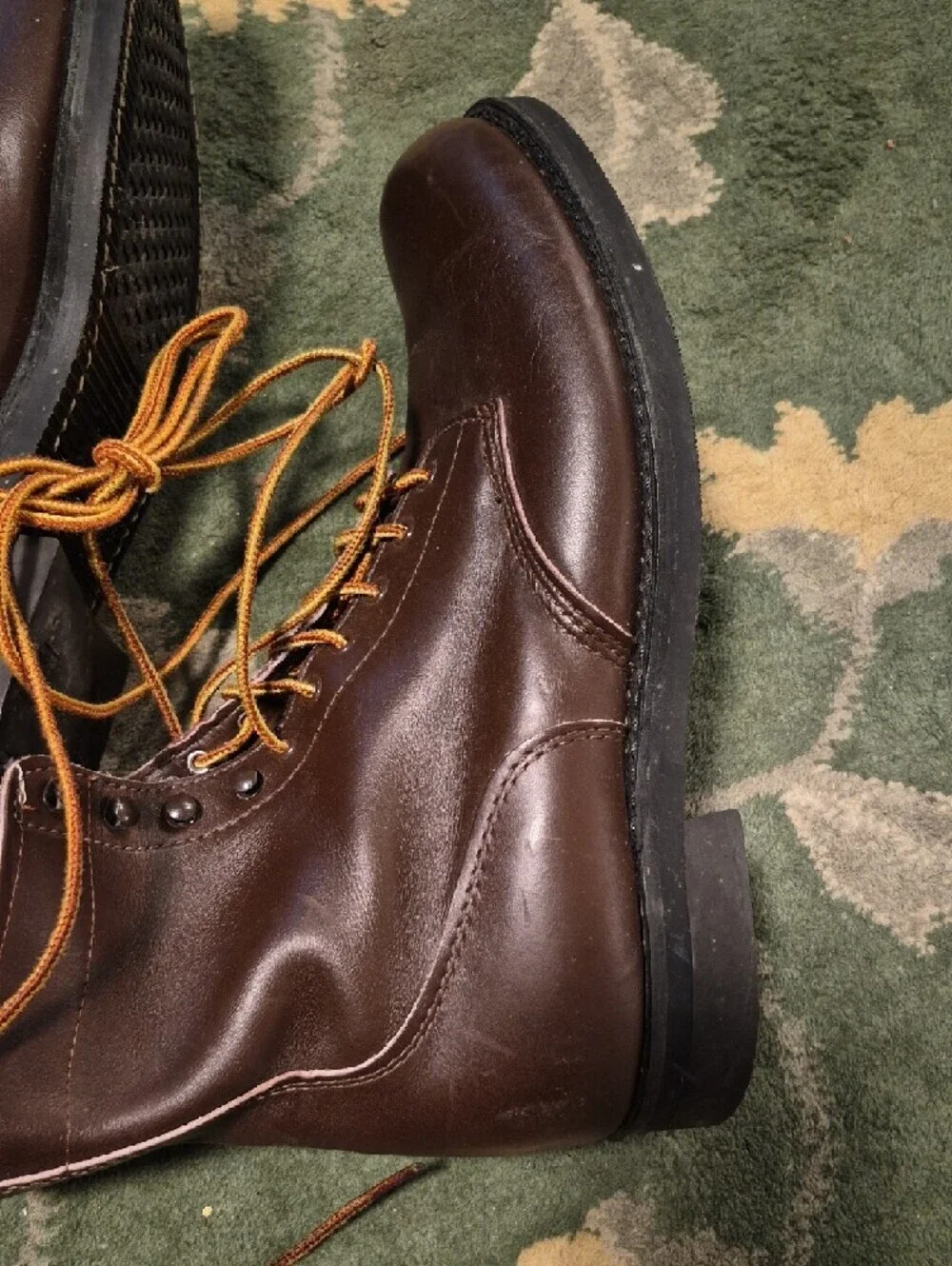 Supreme Brown Leather Work Boots with Tan Laces